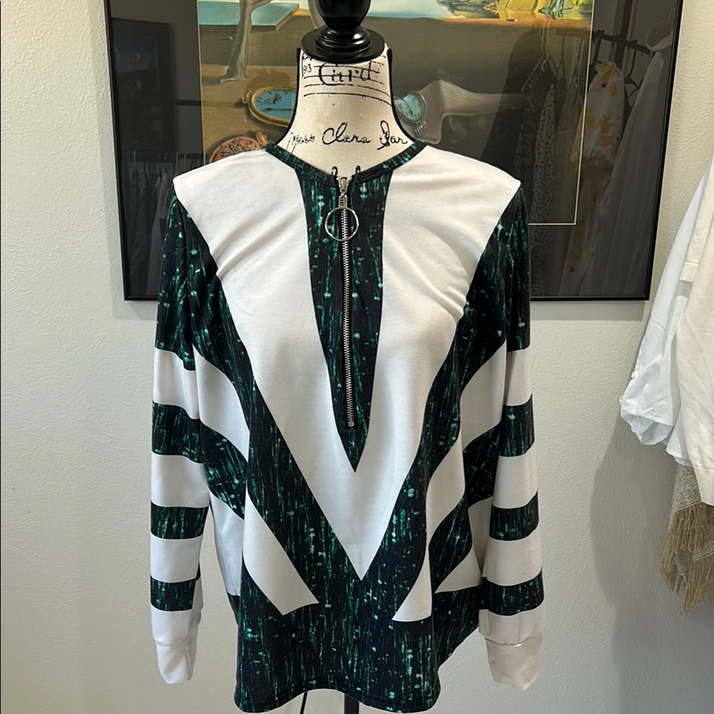 Stylish Green and White Women's Top
